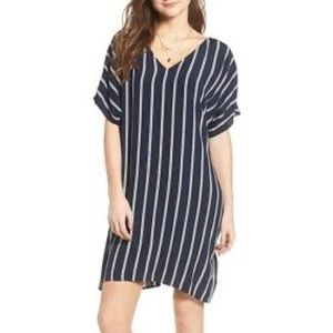Madewell striped shift dress with button back